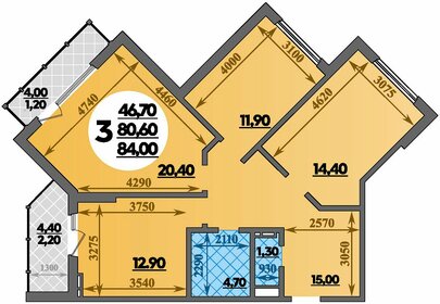 Квартира 84 м², 3-комнатная - изображение 1