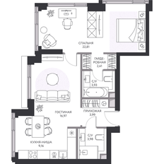 Квартира 64 м², 1-комнатная - изображение 3