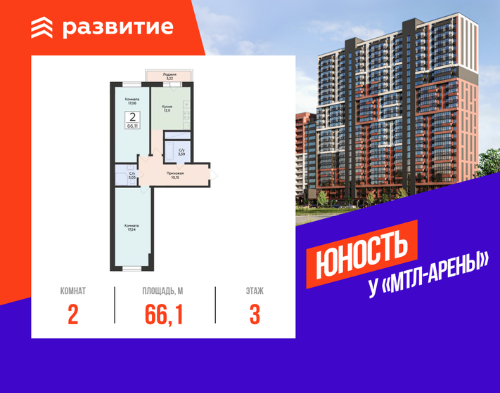 70 м², 2-комнатная квартира 13 700 000 ₽ - изображение 104