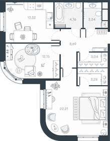 Квартира 70,8 м², 2-комнатная - изображение 1