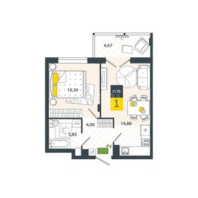 Квартира 37,7 м², 1-комнатная - изображение 1