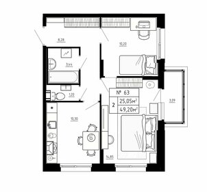 Квартира 49,2 м², 2-комнатная - изображение 1