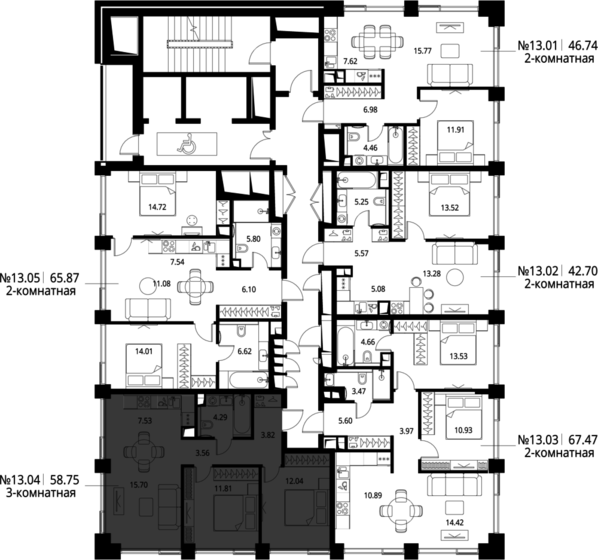 58,8 м², 2-комнатная квартира 29 302 562 ₽ - изображение 41