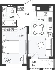 Квартира 39,4 м², 1-комнатная - изображение 1