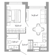 Квартира 33 м², 1-комнатная - изображение 2