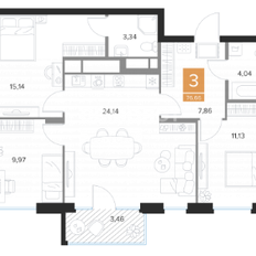 Квартира 76,7 м², 3-комнатная - изображение 5