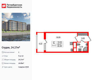 Квартира 24,3 м², студия - изображение 1