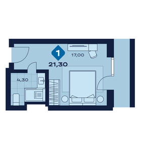Квартира 21,3 м², 1-комнатные - изображение 1