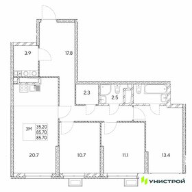 Квартира 85,7 м², 3-комнатная - изображение 1