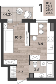 Квартира 26,4 м², 1-комнатная - изображение 1