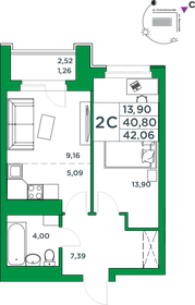 Квартира 40,8 м², 1-комнатная - изображение 1