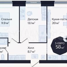 Квартира 58 м², 2-комнатная - изображение 3