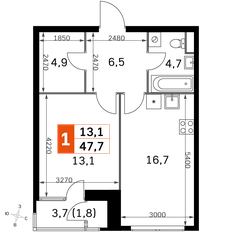 Квартира 45,7 м², 2-комнатная - изображение 2