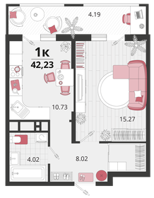 Квартира 42,3 м², 1-комнатная - изображение 1