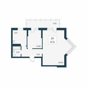 Квартира 69,6 м², 2-комнатная - изображение 1