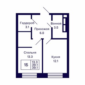 Квартира 39,1 м², 1-комнатная - изображение 1