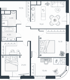 Квартира 100 м², 3-комнатная - изображение 1