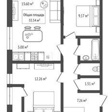 Квартира 55,5 м², 3-комнатная - изображение 2
