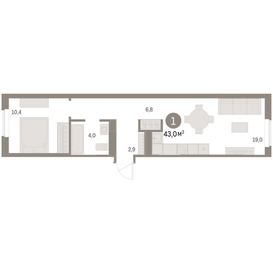 41,9 м², 1-комнатная квартира 3 350 000 ₽ - изображение 91