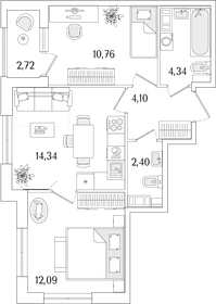 Квартира 49,4 м², 2-комнатная - изображение 1