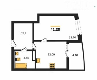 Квартира 41,2 м², 1-комнатная - изображение 1