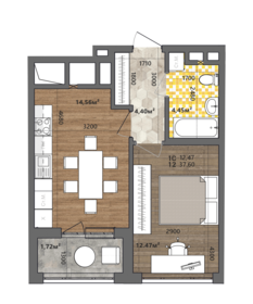 Квартира 37,6 м², 1-комнатная - изображение 1
