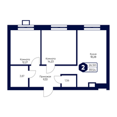 Квартира 59,5 м², 2-комнатная - изображение 2