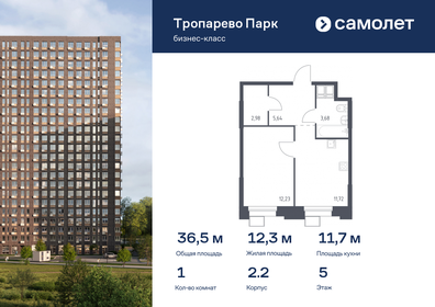 Квартира 36,5 м², 1-комнатные - изображение 1