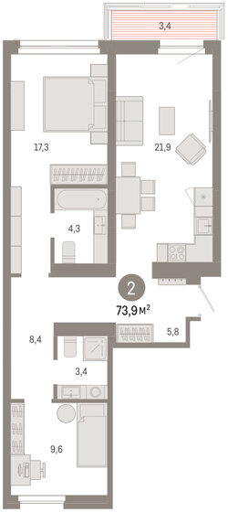 88,6 м², 4-комнатная квартира 8 550 000 ₽ - изображение 103
