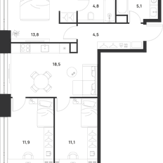 Квартира 69,7 м², 3-комнатная - изображение 3