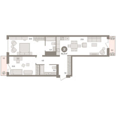 Квартира 91,5 м², 2-комнатная - изображение 3