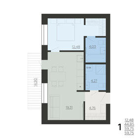 Квартира 59,8 м², 1-комнатная - изображение 1