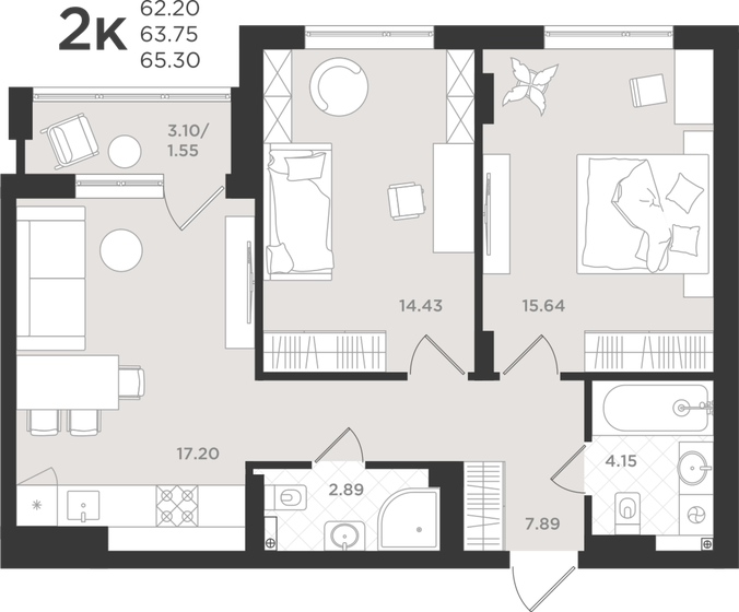 72,6 м², 3-комнатная квартира 9 380 000 ₽ - изображение 15