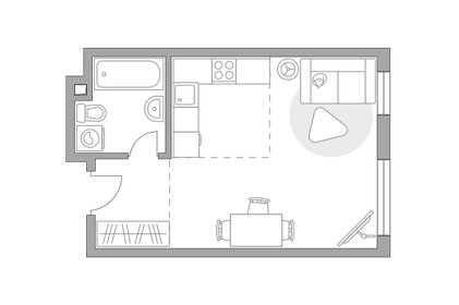 Квартира 34 м², студия - изображение 1