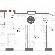 Квартира 73,6 м², 3-комнатная - изображение 1