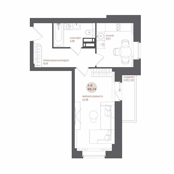 40,2 м², 1-комнатная квартира 5 271 440 ₽ - изображение 25