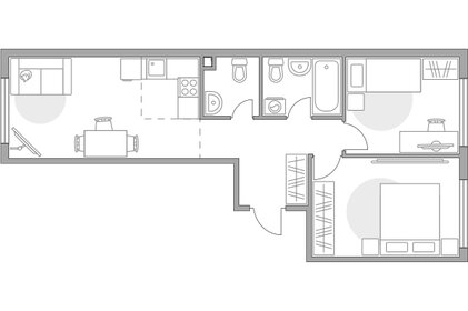 Квартира 58,4 м², 3-комнатная - изображение 1