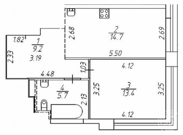 Квартира 43 м², 1-комнатная - изображение 1