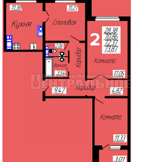 Квартира 74 м², 2-комнатная - изображение 2