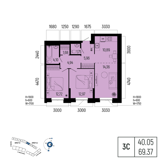 80,7 м², 3-комнатная квартира 19 000 000 ₽ - изображение 50