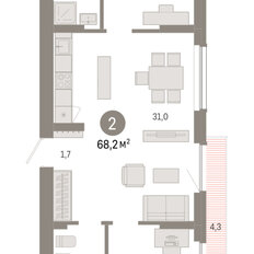 Квартира 68,2 м², 2-комнатная - изображение 3