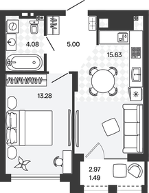 Квартира 39,5 м², 1-комнатная - изображение 1