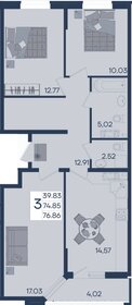 Квартира 76,9 м², 3-комнатная - изображение 1