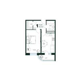 Квартира 40 м², 1-комнатная - изображение 1