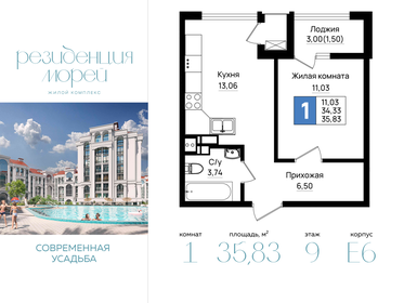 Квартира 35,8 м², 1-комнатная - изображение 1