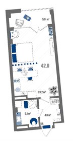 Квартира 42 м², студия - изображение 1