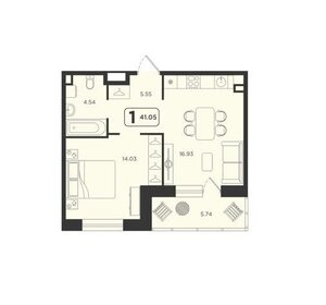 Квартира 40 м², 1-комнатная - изображение 1