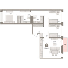 Квартира 91,8 м², 3-комнатная - изображение 3