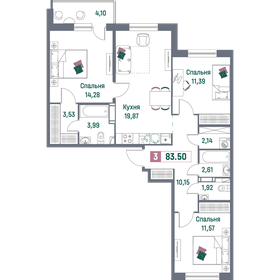 Квартира 83,5 м², 3-комнатная - изображение 1