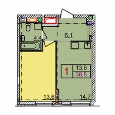 Квартира 38,8 м², 1-комнатная - изображение 2